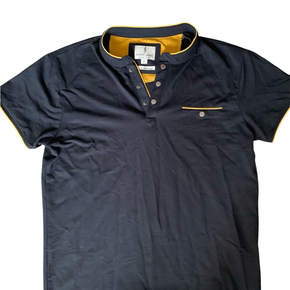 Scott James Black and Yellow Polo Shirt with Stylish Collar